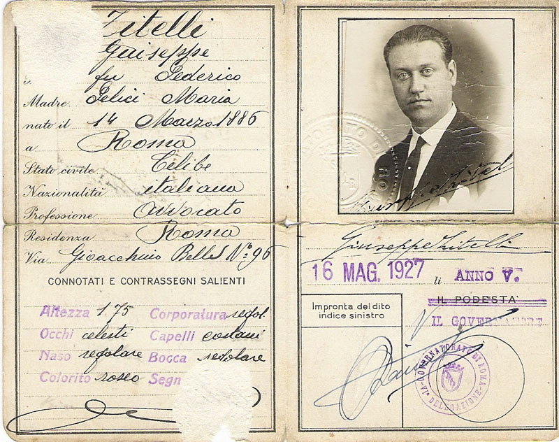 Giuseppe Zitelli Carta d'identit?