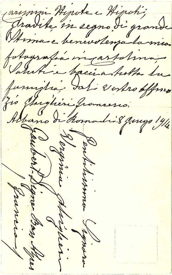 Cartolina Ghiglieri Francesco-verso