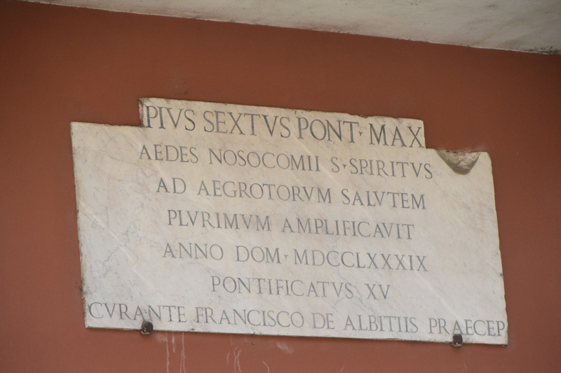 Borgo_S_Spirito-Antico_Ospedale_Omonimo-Lapide_Pio_VI-1789