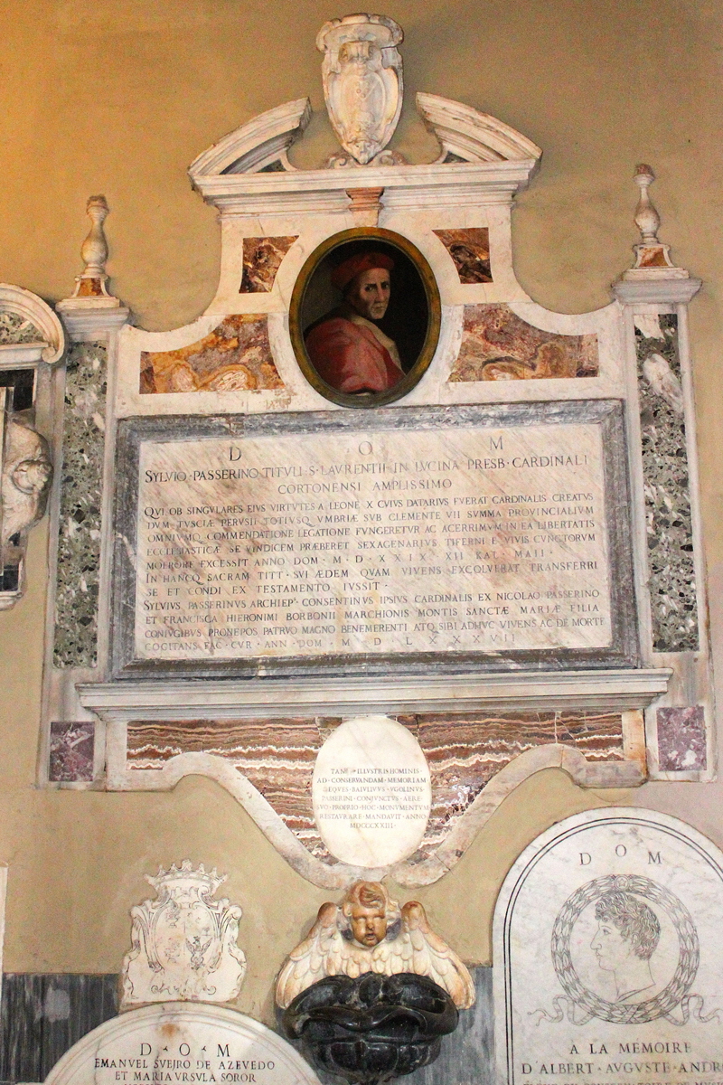 Piazza_di_S_Lorenzo_in_Lucina-Chiesa_omonima-Lapide_del_card_Silvio_Passerini-1587