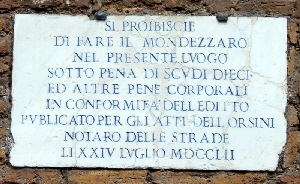 Via della Madonna dei Monti - Lapide avviso 1752bis