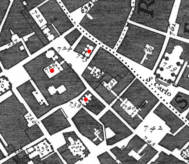 Piazza del Monte di Piet - Chiese di S Martino alli Pelamantelli e S Salvatore in Campo - Nolli 1748
