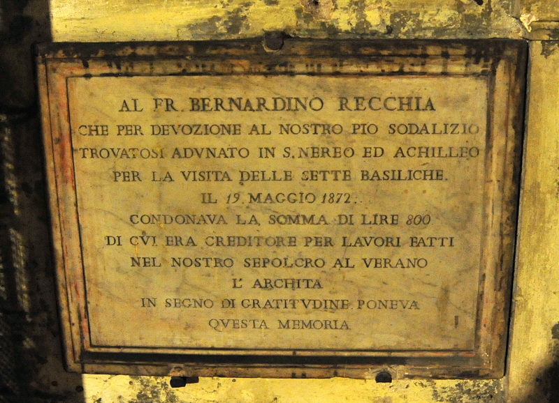 Via_del_Teatro_Marcello-Chiesa_di_S_Nicola_in_Carcere-Lapide di_Frate_Bernardino_Recchia-1872 