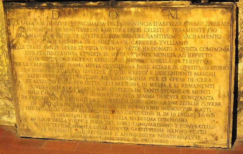 Via_del_Teatro_Marcello-Chiesa_di_S_Nicola_in_Carcere-Lapide_di_Giuseppe_Bucimazza-1686