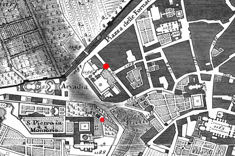 Piazza di San Pietro in Montorio - chiesa di Santa Maria dei sette dolori - Nolli 1748